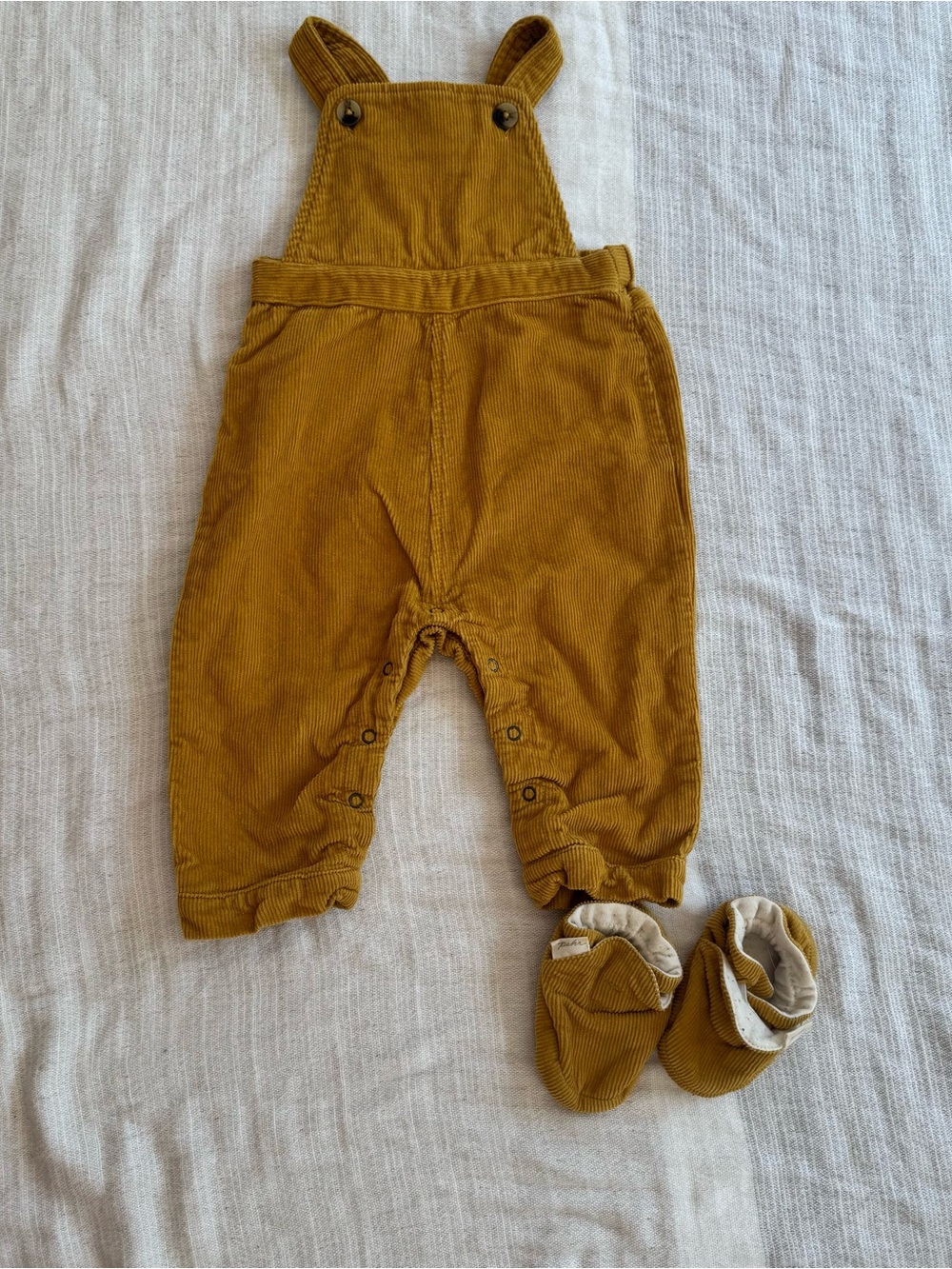Corduroy Baby Overalls in Mustard Yellow